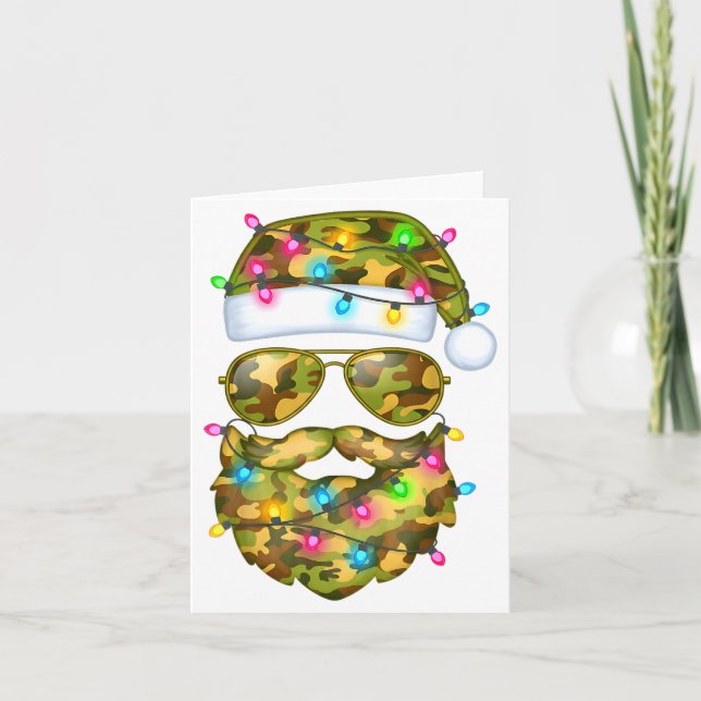 Tarjeta Camo Santa Claus Sungles Camouflage Funny Xmas Lig (Anverso)