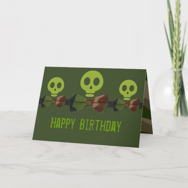 Tarjeta Camo Skeleton Cumpleaños (Anverso)