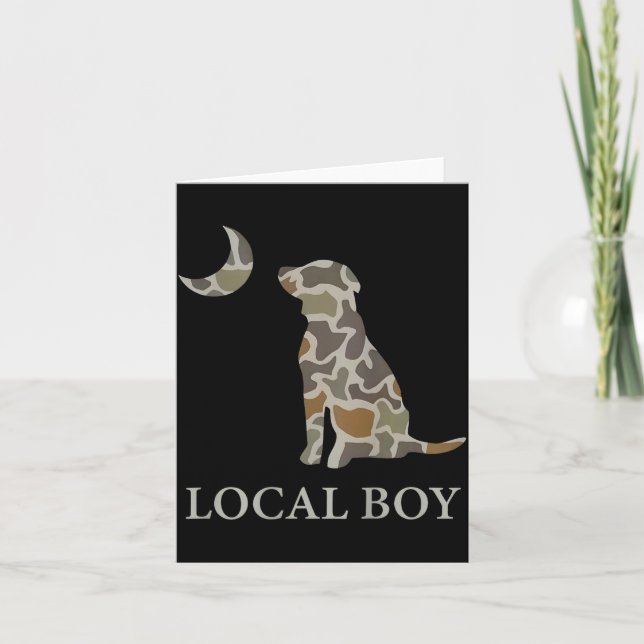 Tarjeta Camo Southern Local Boy Duck Hunting Black Lab Out (Anverso)