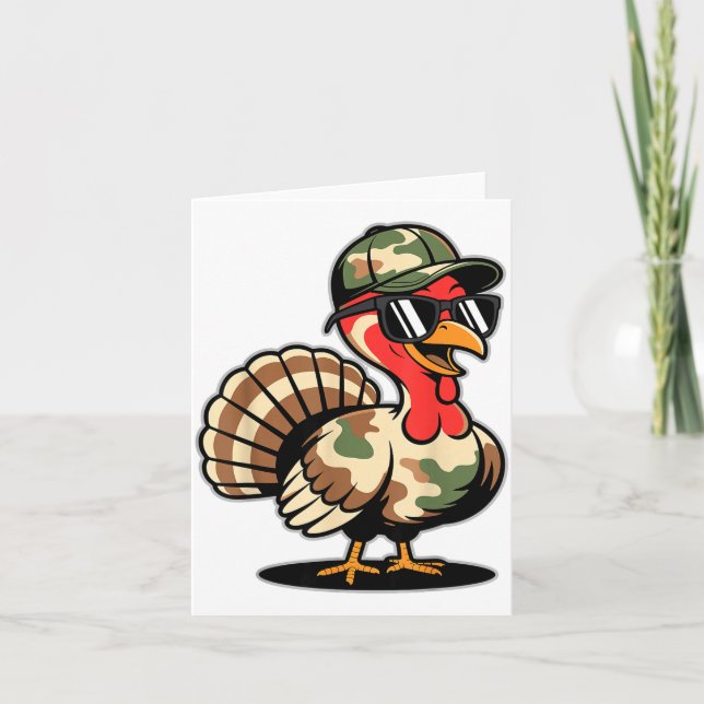 Tarjeta Camo Turkey Day Hunting Fall Thanksgiving  (Anverso)
