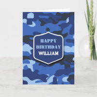Camouflage Blue Camo Army Monograma Cumpleaños