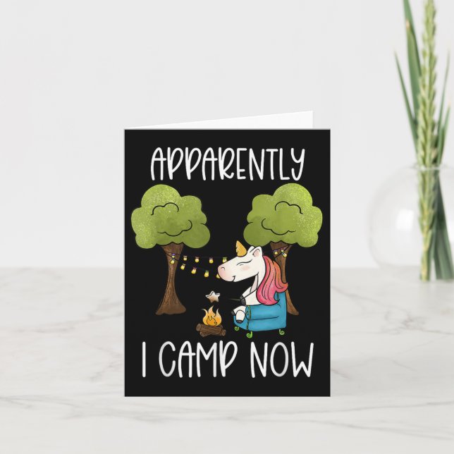 Tarjeta Campamento de Chicas de camping Unicornio para niñ (Anverso)