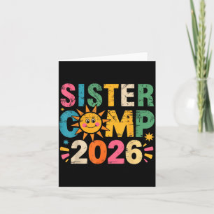 Tarjeta Campamento de hermanas 2026 vacaciones familiares 