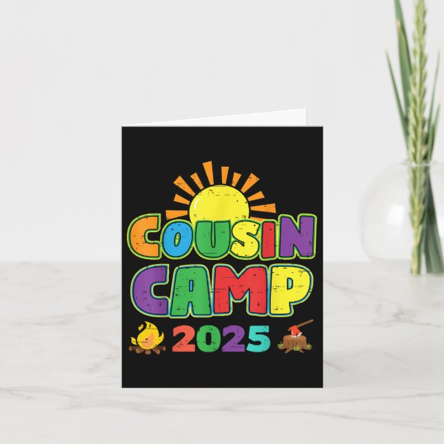 Tarjeta Campamento de Primos 2025 Camping de verano para f (Anverso)