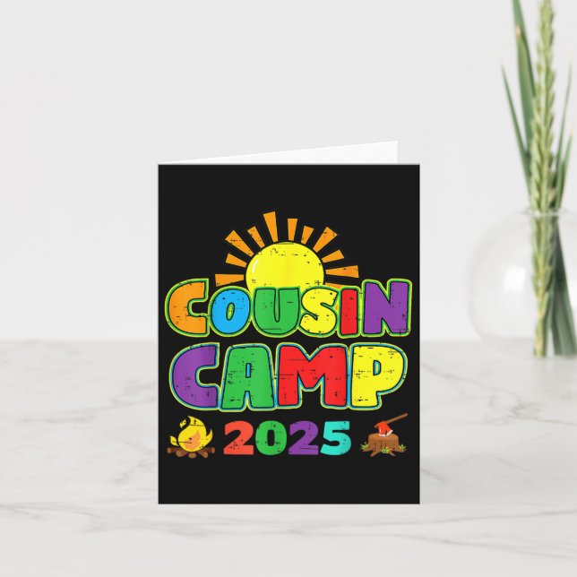 Tarjeta Campamento de Primos 2025 Camping de verano para f (Anverso)