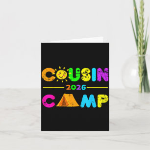 Tarjeta Campamento de primos 2026 camping fogata vacacione
