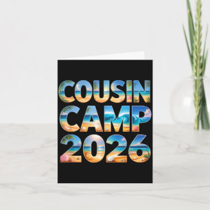 Tarjeta campamento de primos retro 2026 vacaciones de la t