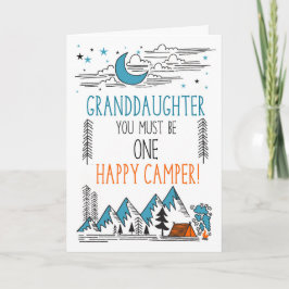 Tarjeta Campamento de verano de nieta Un campista feliz