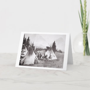 Tarjeta Campamento nativo americano de tepee, Montana, c.1