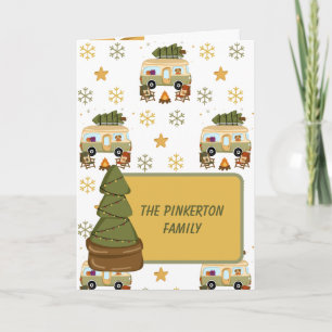 Tarjeta Campamento navideño acogedor