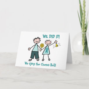 Tarjeta Campana de Chemo - Cinta Verde azulada de Cáncer d