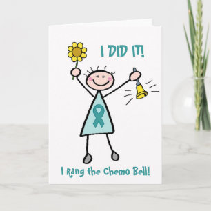 Tarjeta Campana de Chemo - Cinta Verde azulada de Cáncer d