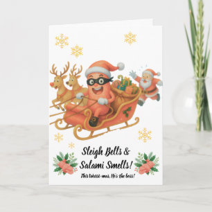 Tarjeta ¡Campanas de Trineo y Olores a Salami!