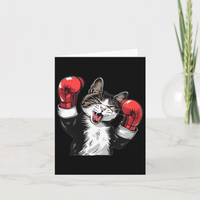 Tarjeta Campeón de boxeo gato divertido luchador de gatito (Anverso)