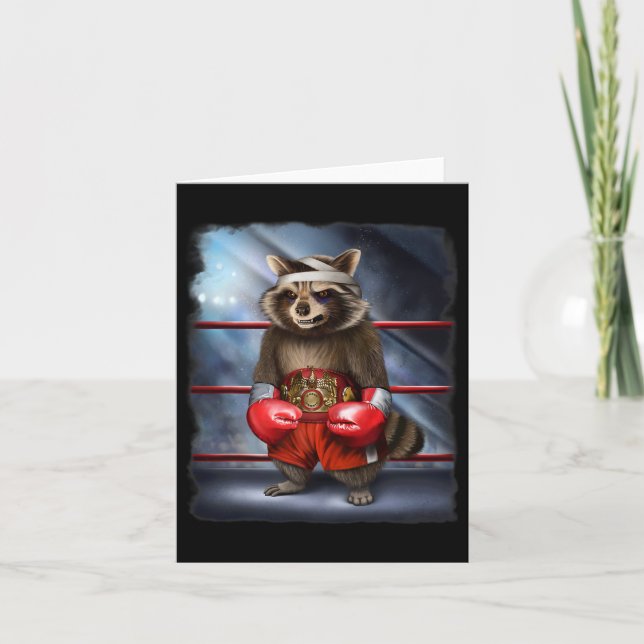 Tarjeta Campeón de boxeo luchador de mapache (Anverso)
