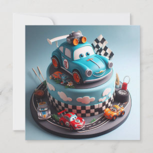TARJETA CAMPEONATO DE FUTURO RACE CAR CHAMP NIÑOS CUMPLEAÑ