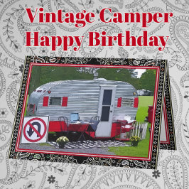 Tarjeta Camperador rojo negro vintage Feliz cumpleaños