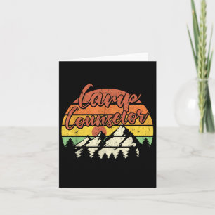 Tarjeta Camping al atardecer al aire libre del personal de