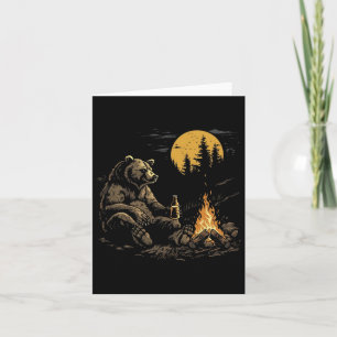 Tarjeta Camping Bear Beer Beer Senderismo Naturaleza Funny