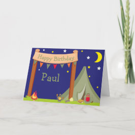 Tarjeta Camping Cumpleaños Party Sleepover Khaki Green