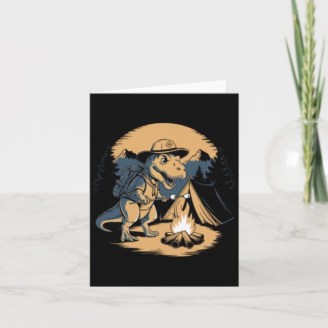 Tarjeta Camping De Dinosaurios Para Niños Chicas (Anverso)
