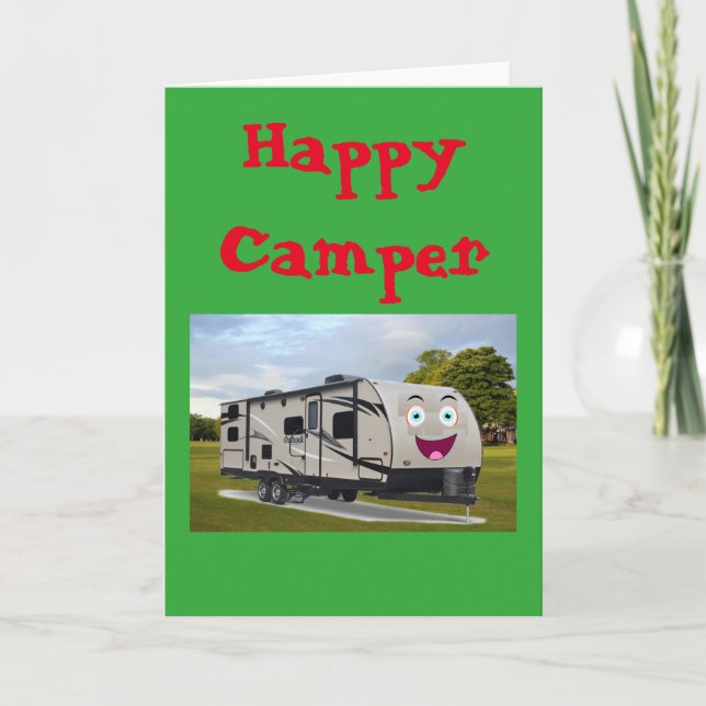 Tarjeta Camping feliz retiro en RV por Funnycoomb (Anverso)