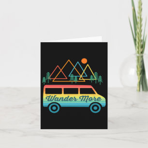 Tarjeta Camping Retro Camper Van Vintage Sunset Mountains