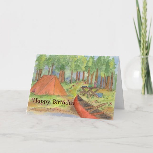 Tarjeta Camping Scene Happy Birthday Card (Anverso)