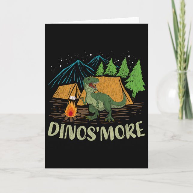 Tarjeta Camping S'more Dinosaur Lover Funny Dinosaur Campi (Anverso)