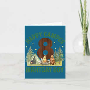 Tarjeta Campista feliz 8 bosque camping niños 8 cumpleaños