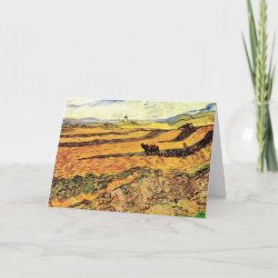 Tarjeta Campo con Labrador y Molino por Vincent van Gogh