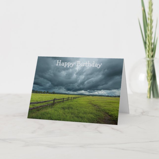 Tarjeta Campo con una valla de madera (Anverso)