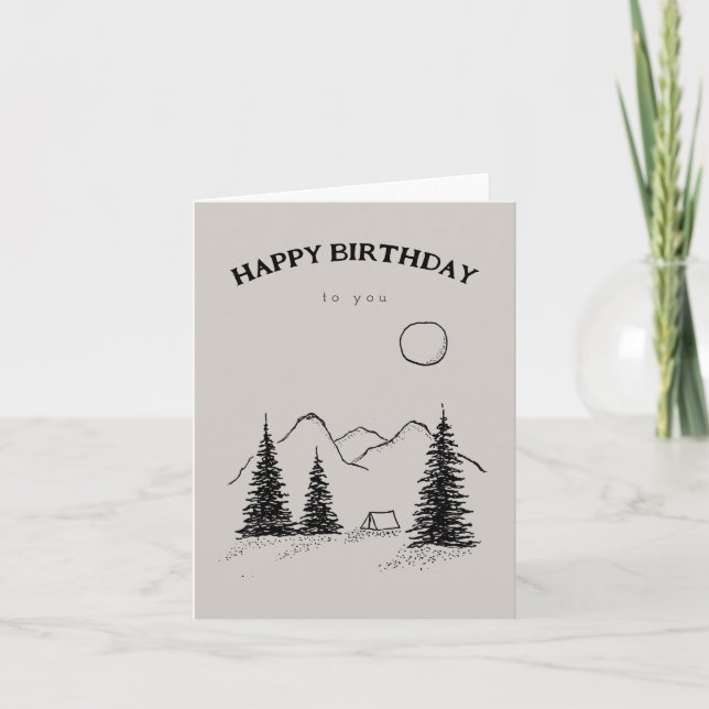 Tarjeta Campo de cartas de cumpleaños en las montañas (Anverso)