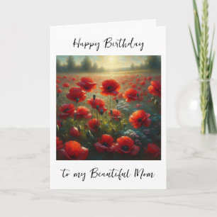 Tarjeta Campo de disquete rojo bonito   Cumpleaños de mamá