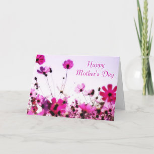 Tarjeta Campo de flores rosadas