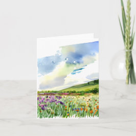 Tarjeta Campo de flores silvestres en acuarela personaliza