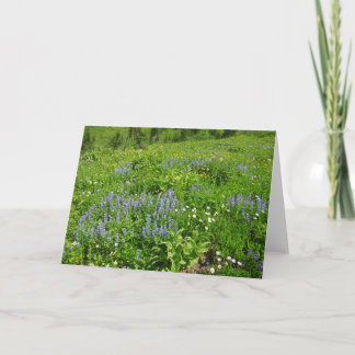 Tarjeta Campo de flores silvestres en el Monte Rainier