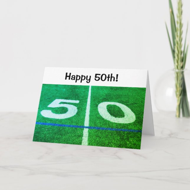 Tarjeta Campo de fútbol de línea de 50 yardas de cumpleaño (Anverso)