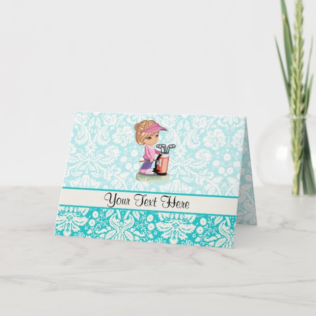 Tarjeta Campo de golf de cuajo; patrón de damasco (Anverso)