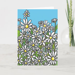Tarjeta Campo de las flores de la margarita blanca