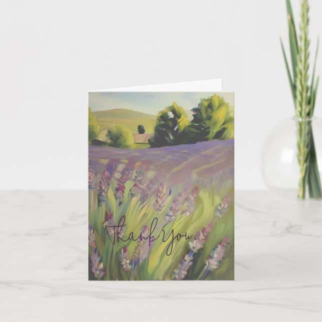 Tarjeta Campo de lavanda acuarela personalizable (Anverso)