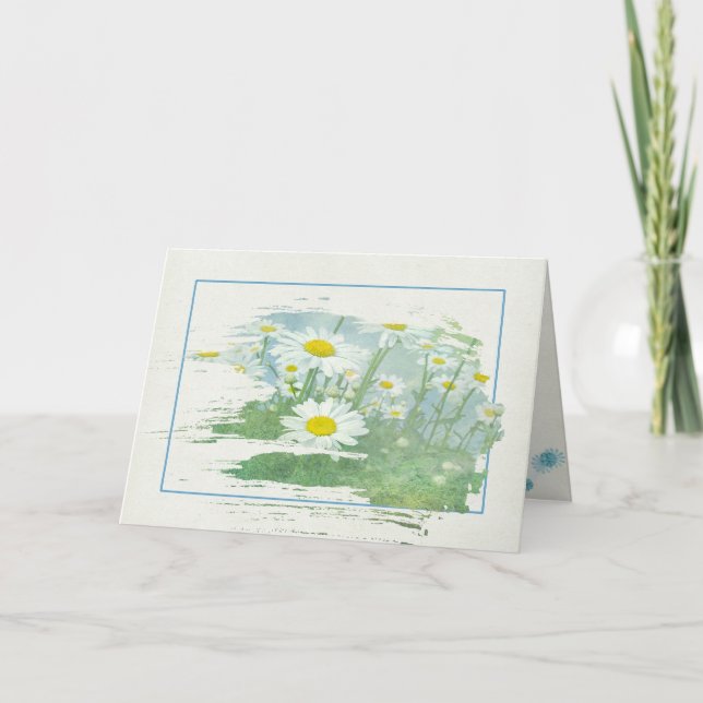 Tarjeta campo de margarita blanca para cumpleaños (Anverso)
