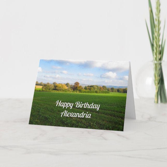 Tarjeta Campo de otoño inglés - Cumpleaños personalizado (Anverso)
