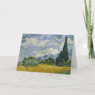 Tarjeta Campo de trigo con cipreses, pintura al óleo, Van
