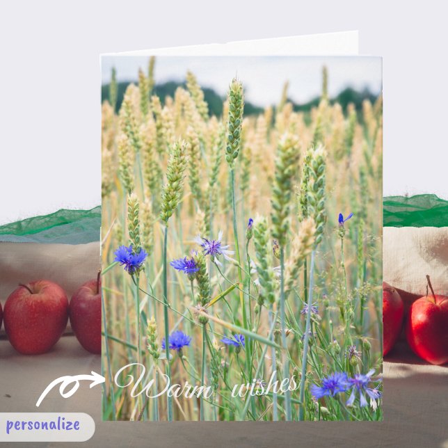 Tarjeta Campo de trigo con flores azules (Subido por el creador)