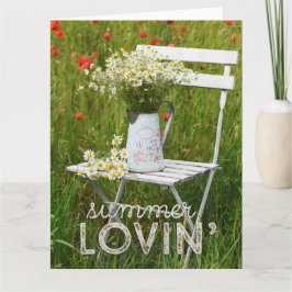 Tarjeta Campo de verano Flores silvestres Poppies + Texto