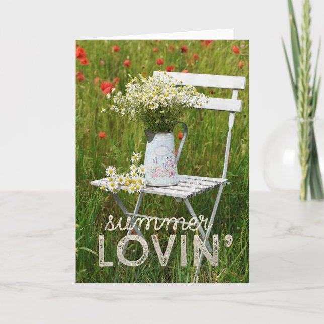 Tarjeta Campo de verano Flores silvestres Poppies + Texto (Anverso)