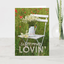 Tarjeta Campo de verano Flores silvestres Poppies + Texto