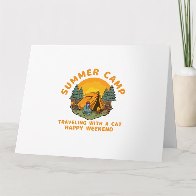 Tarjeta Campo de verano viajando con un gato (Anverso)