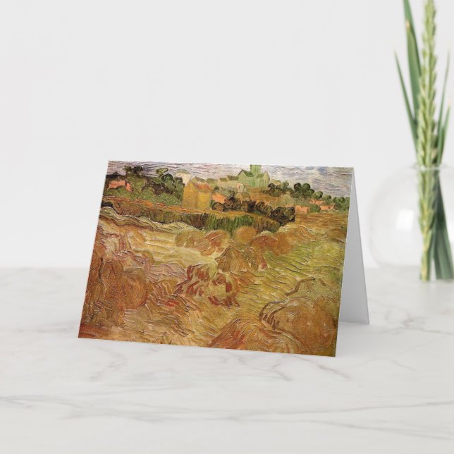 Tarjeta Campos de Trigo con Auvers por Vincent van Gogh (Anverso)
